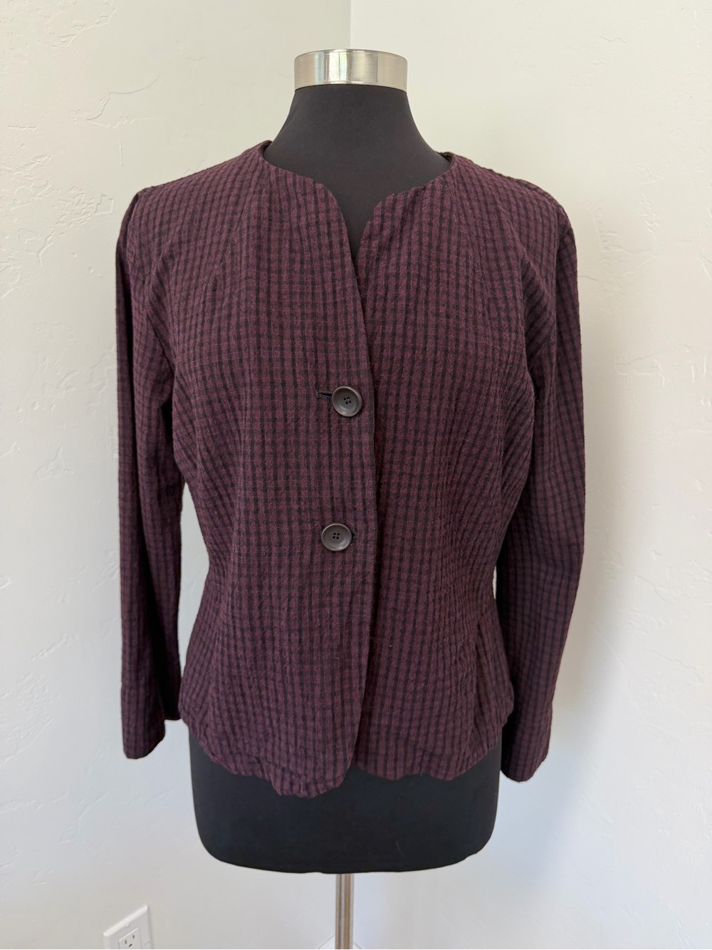 OSKA Wool Blend 2 Button Light Weight Textured Wine Blazer jacket Size 8/10